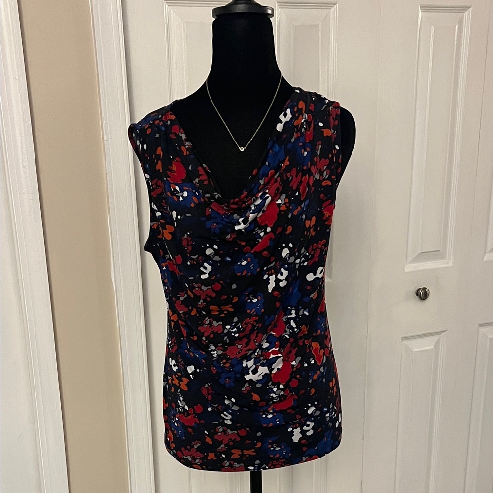 Floral Print Tank Top - Black, Red, Blue